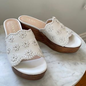 Jack Rogers platform slides in size 8.5, white.